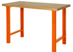 Bahco Arbetsbänk med bänkskiva i kastanjeträ, orange ben 1500mm