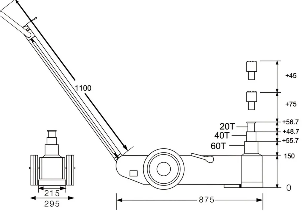 Bahco Domkraft BH2604020 lufthydraulisk 60/40/20 ton