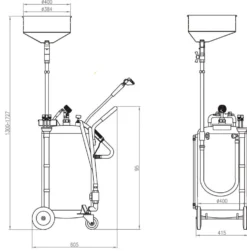 Bahco Spilloljeuppsamlare med sug BOD8902 90 liter