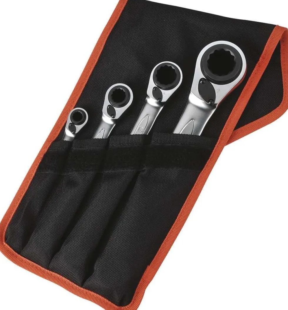 Bahco Spärringnyckel S4RM/4T i sats 8-27mm 4 delar, 4-i-1 i etui