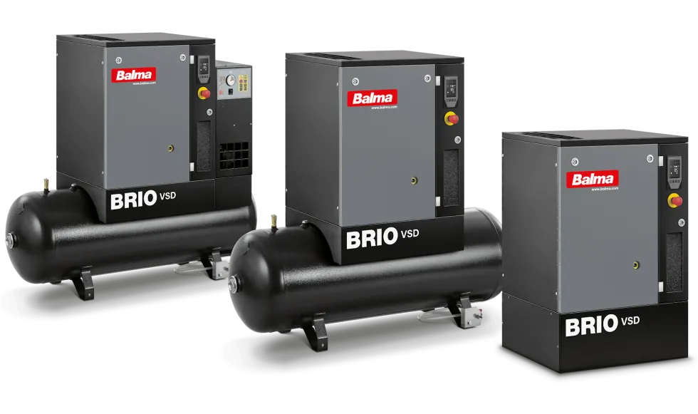 Balma Skruvkompressor Brio VSD.I 3kW 8 bar 200 l med inverter