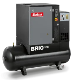 Balma Skruvkompressor Brio VSD.IE 4kW 8 bar 200 l med inverter och kyltork