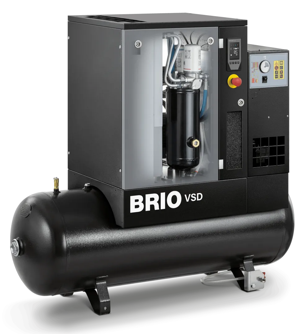 Balma Skruvkompressor Brio VSD.IE 7,5kW 10 bar 200 l med inverter och kyltork