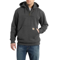 Carhartt Heavyweight Collagetröja med dragkedja, Herr, Carbon heather