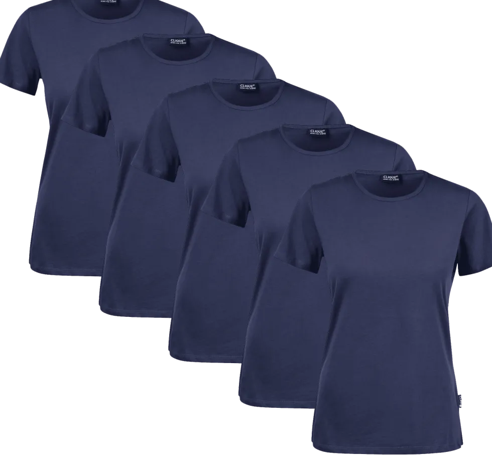 Clique T-shirt Dam 5-pack Marinblå