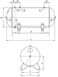 Drift-Air Horisontal 500 l/15 bar Tryckluftstank