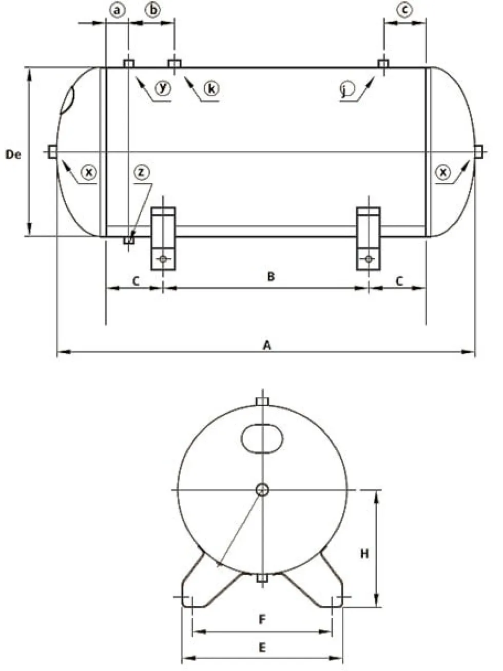 Drift-Air Horisontal 500 l/15 bar Tryckluftstank
