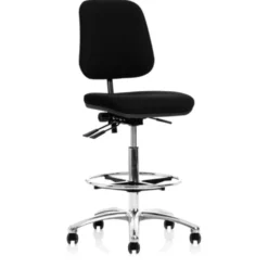 GBP Arbetsstol Industry, svart möbeltyg, hög, hög rygg, fotring, med trögrullande hjul