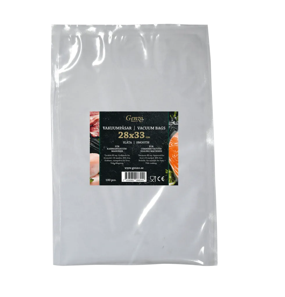 Genzo Släta Vakuumpåsar 80 my 28x33 cm 100-pack