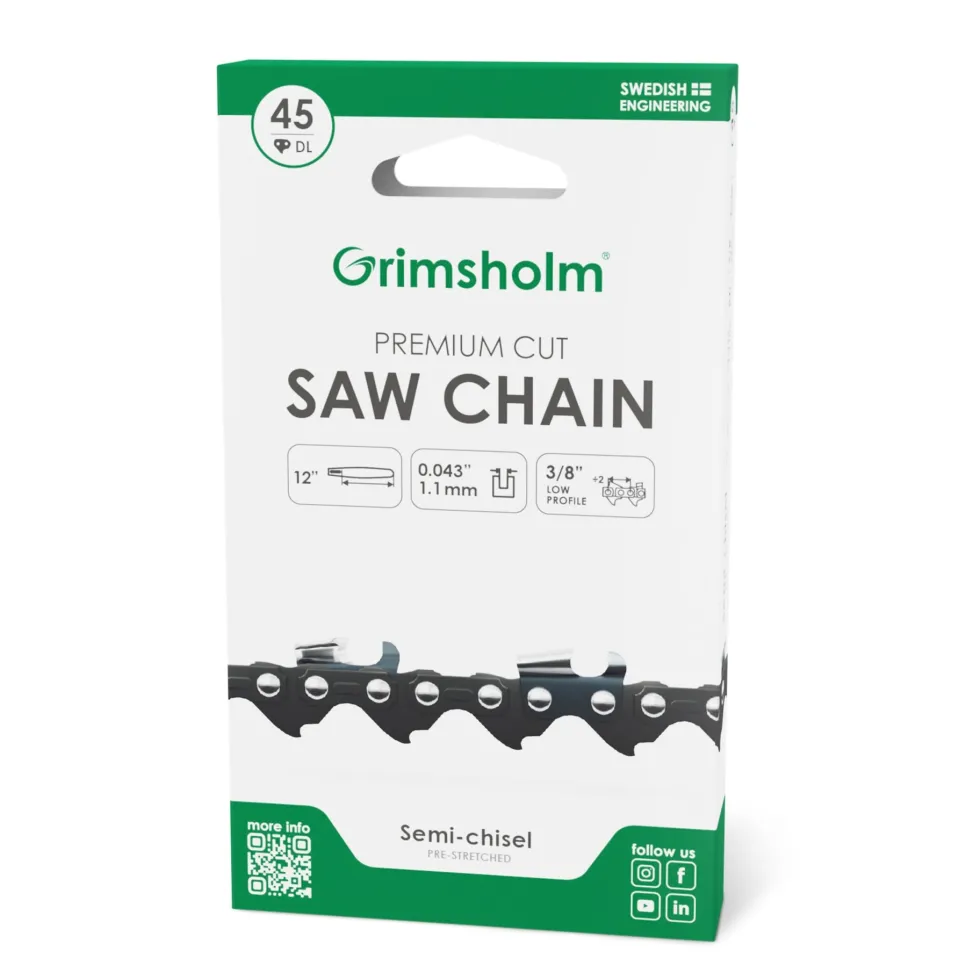 Grimsholm 12" 45dl 3/8" 1.1mm Premium Cut Motorsågskedja