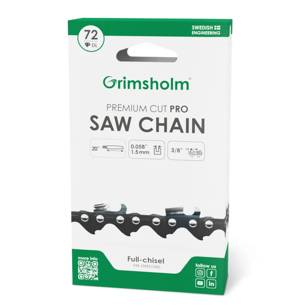 Grimsholm 20" 72dl 3/8" 1.5mm Premium Cut Pro Motorsågskedja