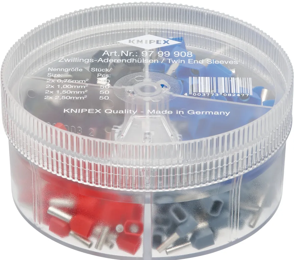Knipex Ändhylssortiment Twin isolerade, 0,75-2,50mm², 200 delar, 9799908