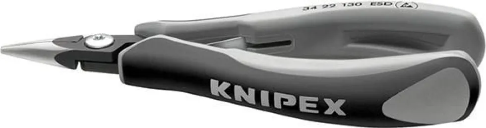 Knipex Precisions-Elektroniktång 3422130ESD 130mm, flata, runda käftar, slät gripyta