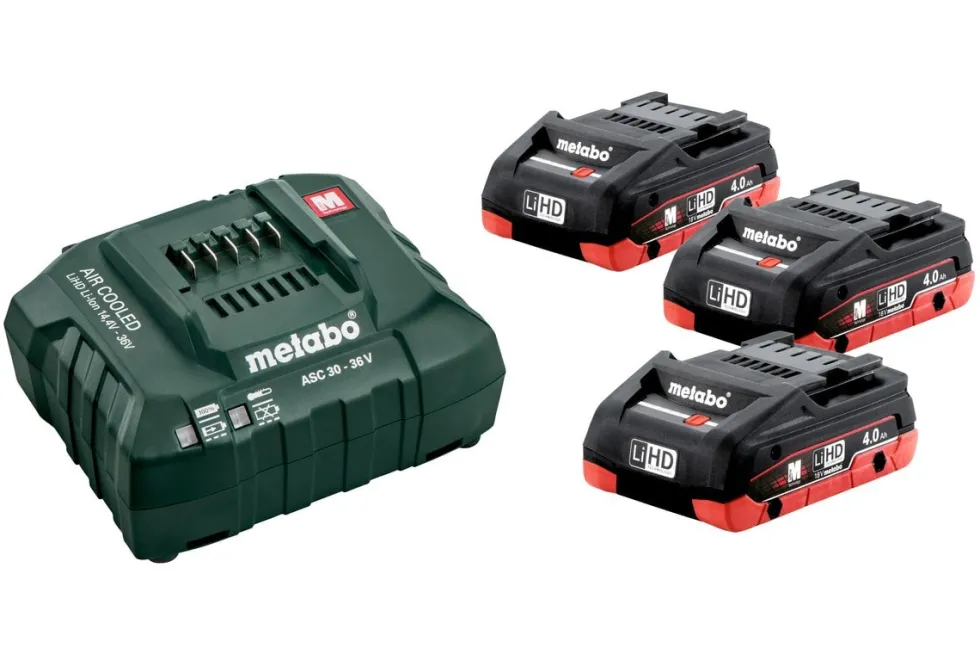 Metabo Batteri & laddare 18V 3x4,0 Ah LiHD + ASC 30-36 V