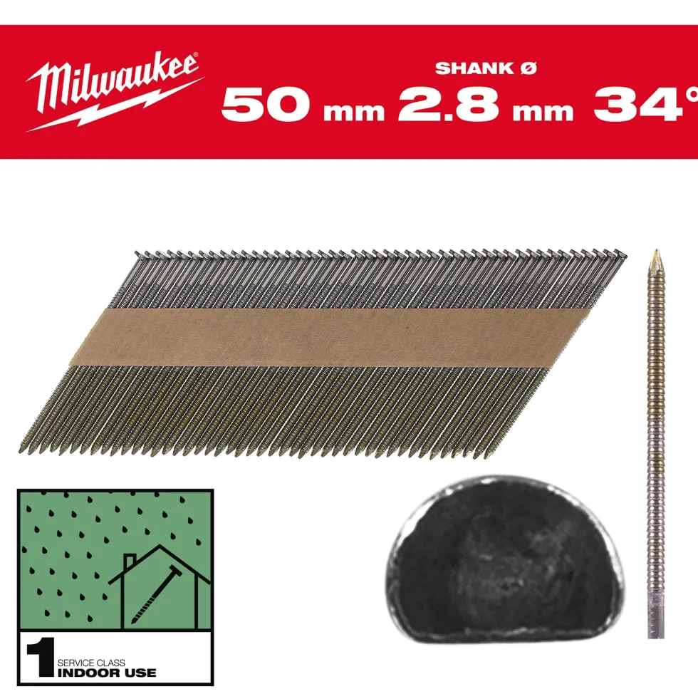 Milwaukee Maskinspik 34°50/Rs/B/C1 2200P