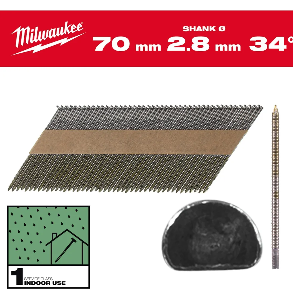 Milwaukee Maskinspik 34°70/Rs/B/C1 2200P