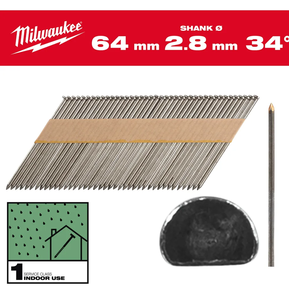 Milwaukee Maskinspik 34°64/Ss/B/C1 2200P