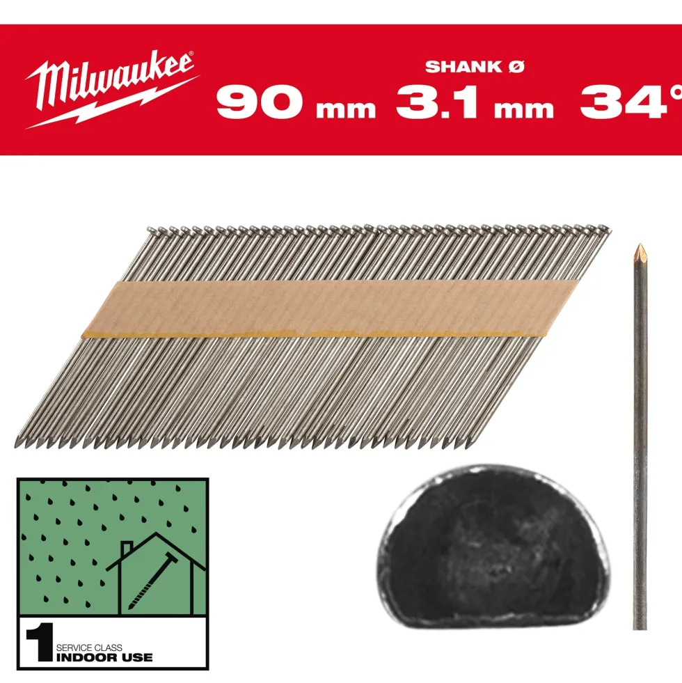 Milwaukee Maskinspik 34°90/Ss/B/C1 2200P