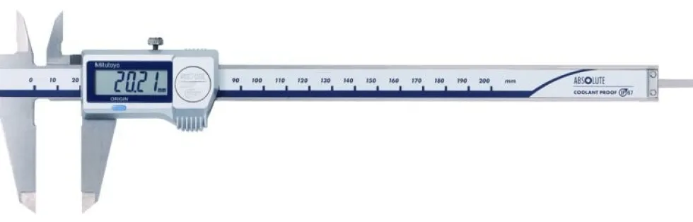 Mitutoyo ABSOLUTE Digimatic Skjutmått 500-717-20 CoolantProof 0-200mm, 0,01mm, flat sticka, IP67, datautgång