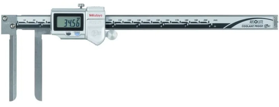 Mitutoyo ABSOLUTE Digimatic Skjutmått 573-742-20 0,4-8in, 0,0005in knivformade skänklar, IP67, friktionsrulle, datautgång
