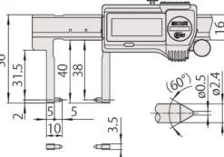 Mitutoyo ABSOLUTE Digimatic Skjutmått 573-652-20 med inåtriktade mätspetsar 0-150mm, 0,01mm, IP67, friktionsrulle