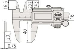 Mitutoyo ABSOLUTE Digimatic Skjutmått 573-634-20 0-150mm, 0,01mm tunna hårdmetallbel. skänklar, IP67, friktionsrulle, datautgång