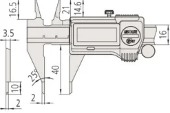 Mitutoyo ABSOLUTE Digimatic Spetsskjutmått 573-626-20 0-150mm, 0,01mm smala skänkelspetsar, IP67, datautgång
