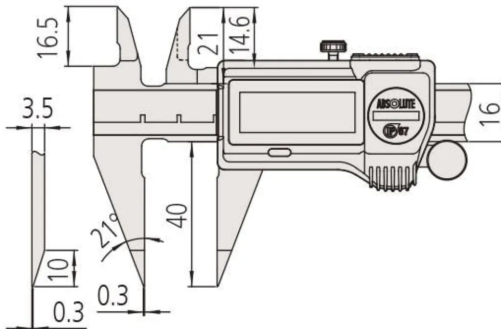 Mitutoyo ABSOLUTE Digimatic Spetsskjutmått 573-621-20 0-150mm, 0,01mm, IP67, friktionsrulle, datautgång