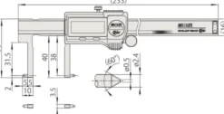 Mitutoyo ABSOLUTE Digimatic Skjutmått 573-746-20 med utåtriktade mätspetsar 0,804-6in, 0,0005in, IP67, friktionsrulle, datautgång