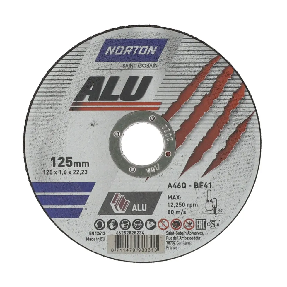 Norton Kapskiva för aluminium ALU Ultra Thin 125x1.6x22,23mm A 46 Q-BF41 Typ 41