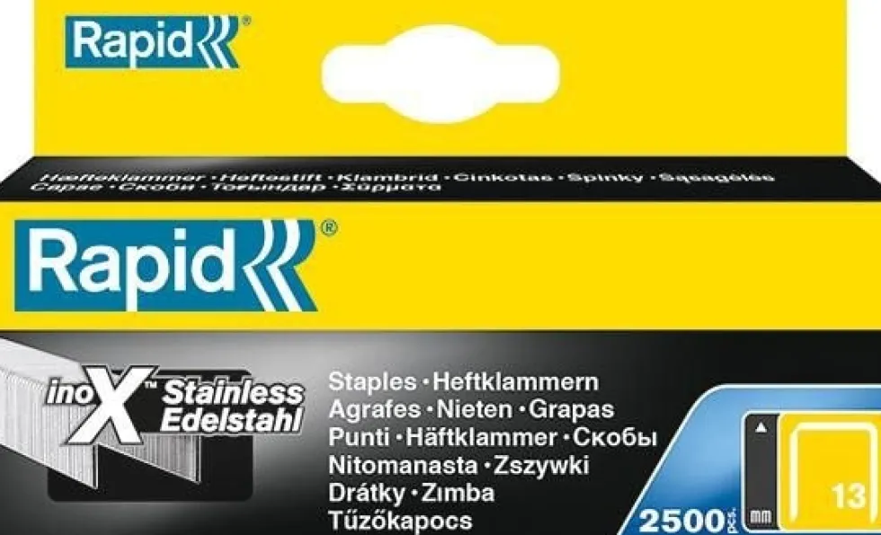 Rapid Häftklammer 13/6mm, rostfri, 2500-pack