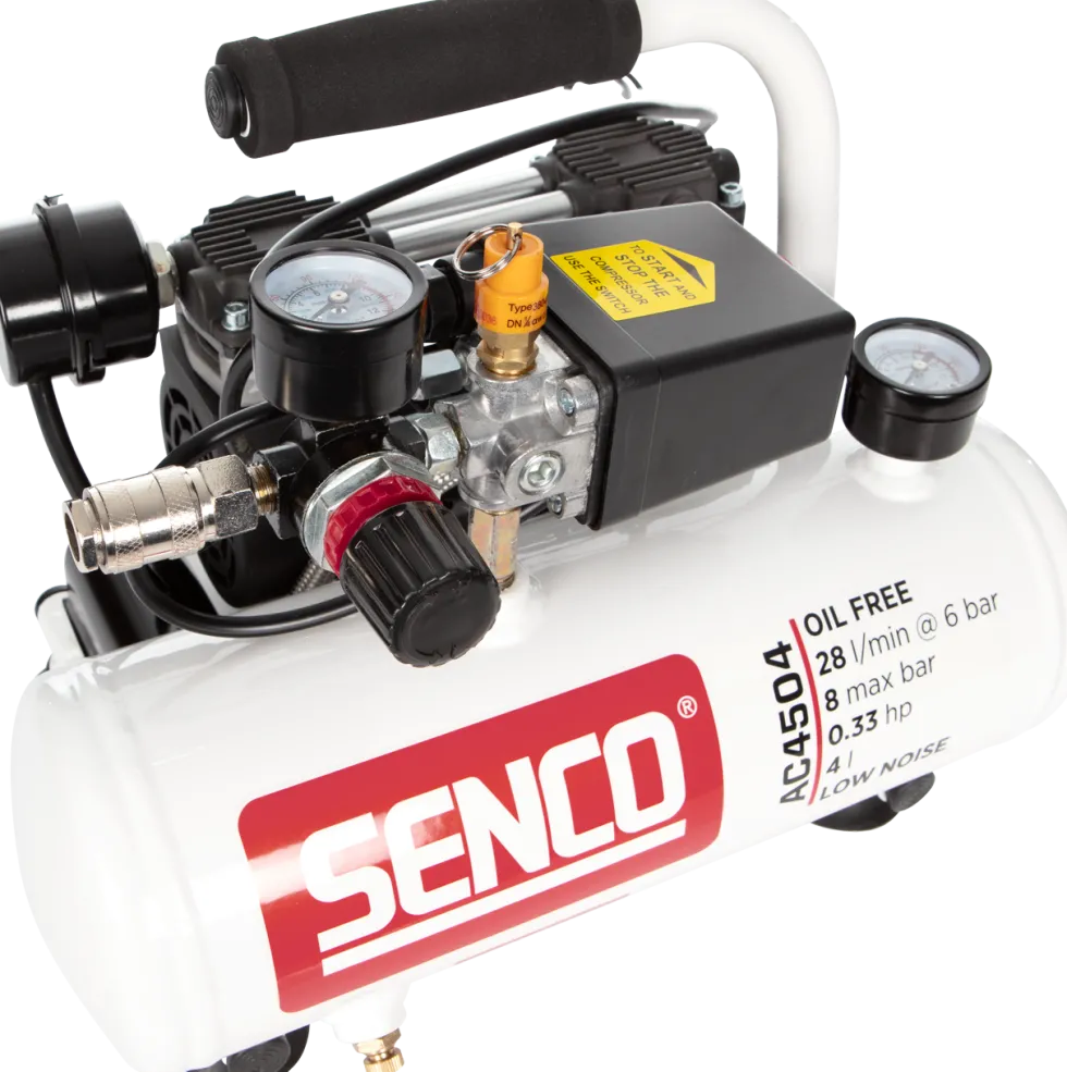 Senco Kompressor AC4504 8bar 4l oljefri, ljudisolerad