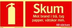 Systemtext Skylt Brand Skum AB-Släckare 250x100mm