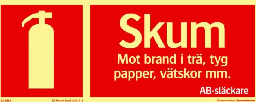 Systemtext Skylt Brand Skum AB-Släckare 250x100mm