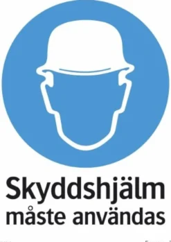 Systemtext Skylt Skyddshjälm måste användas 210x297mm
