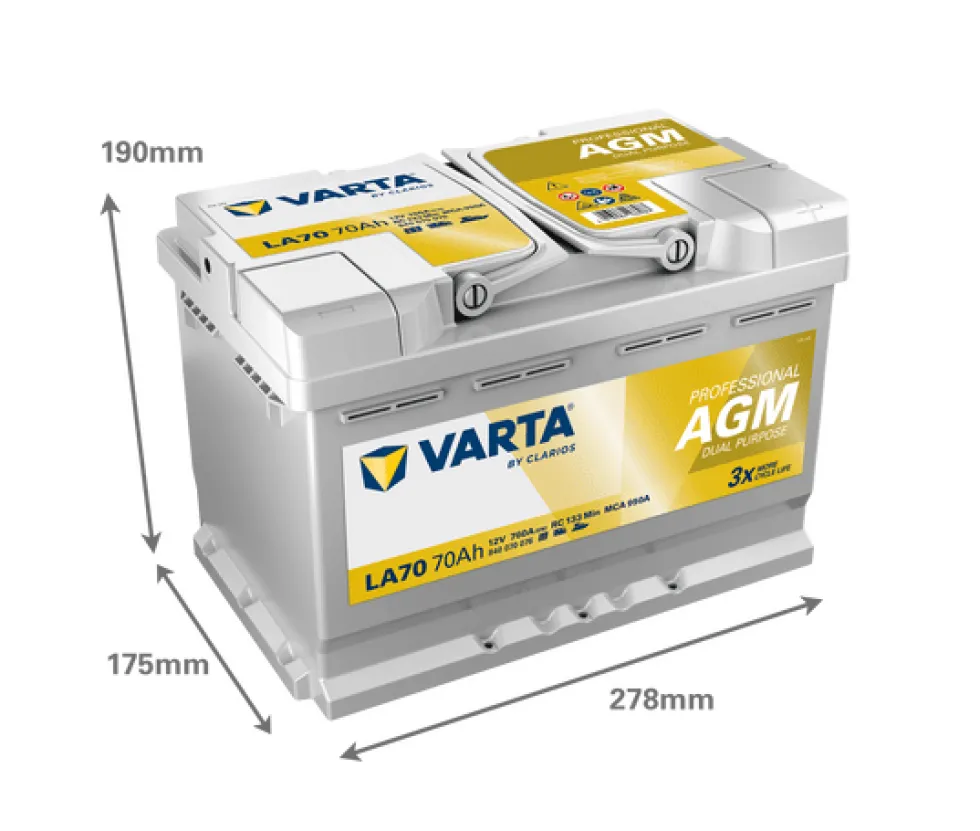 Varta 70Ah Start/förbrukning Professional DP AGM LA70