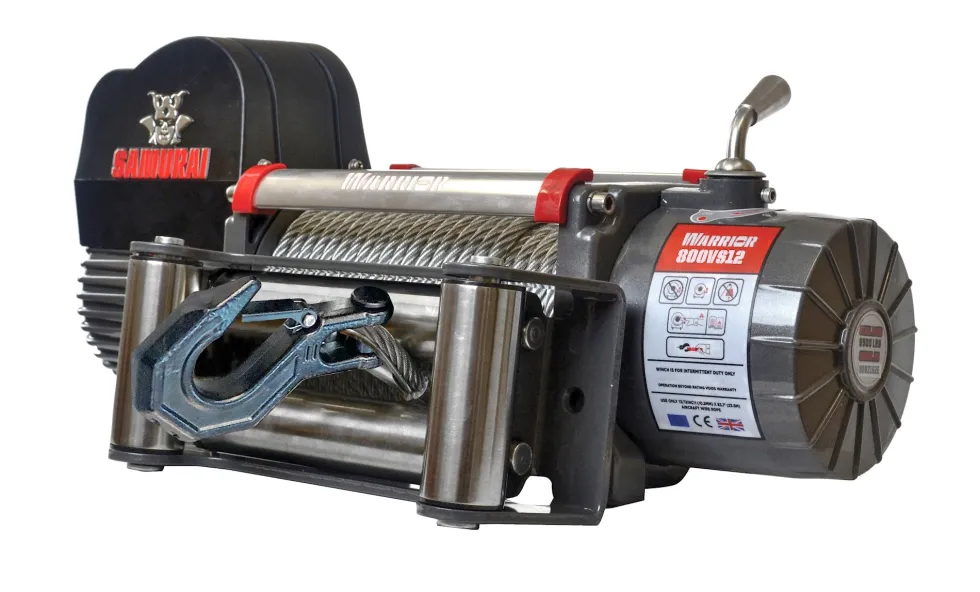 Warrior Winches Samurai V2 8000 Premium Vinsch, 24V Stålvajer