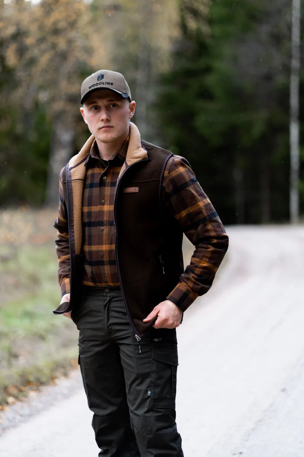 Woodline Bolmen Fleeceväst Herr Brun
