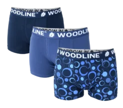 Woodline Boxerkalsong Blå 3-pack