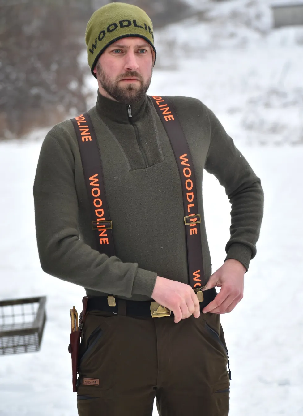 Woodline Hängslen Brun/Orange 50mm Clips